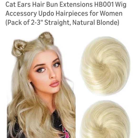Blonde Clip On Hair Buns And Wig - Picture 4 of 9